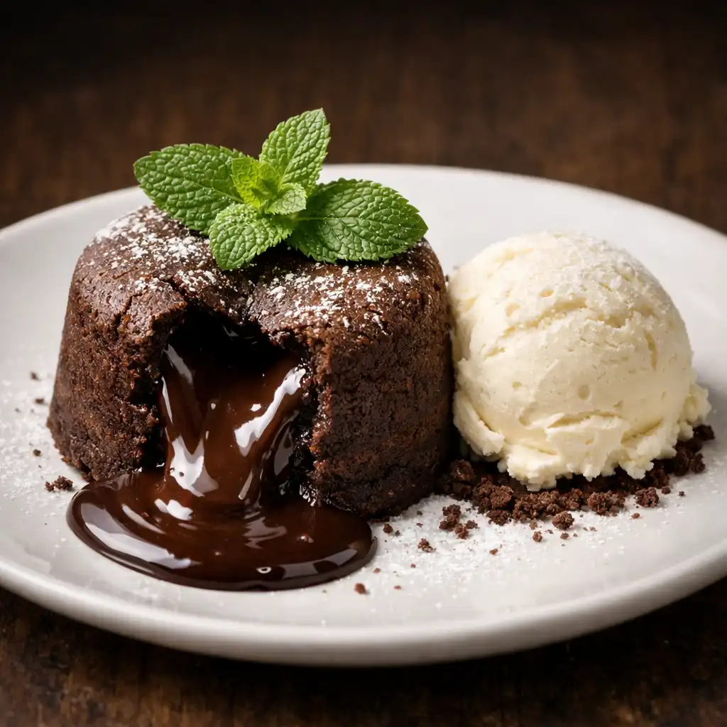 Čokoládový fondant s vanilkovou zmrzlinou