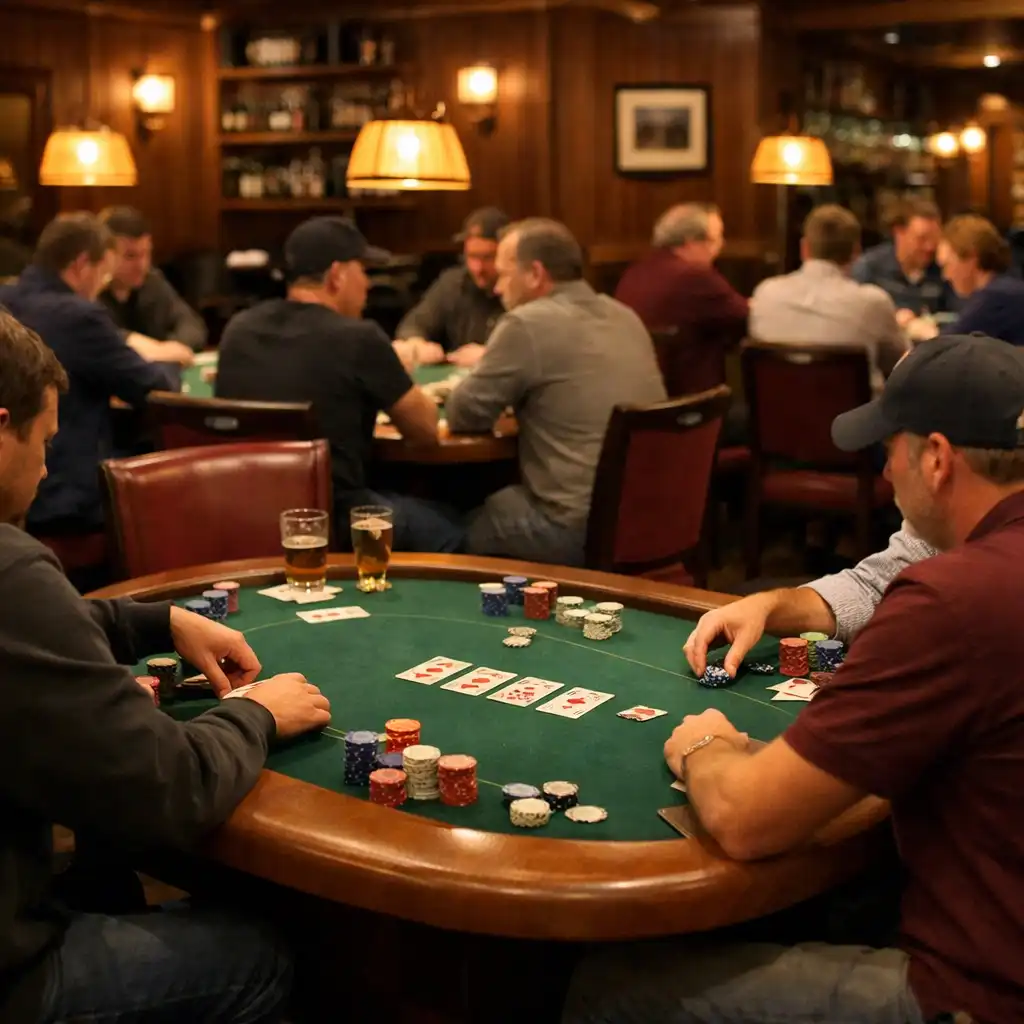 Pokerová místnost v restauraci Stůl a Pochuť s hracími stoly